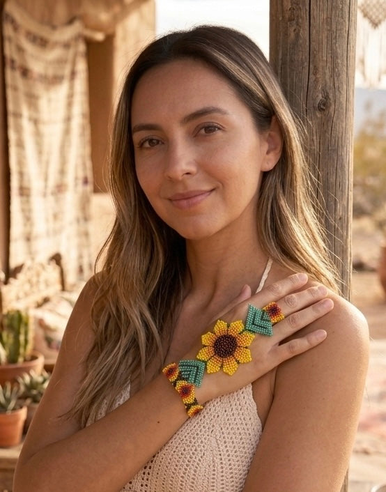 Golden Sunflower Ring Bracelet