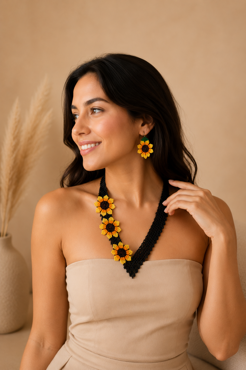 Midnight Sunflower Necklace & Earrings Set