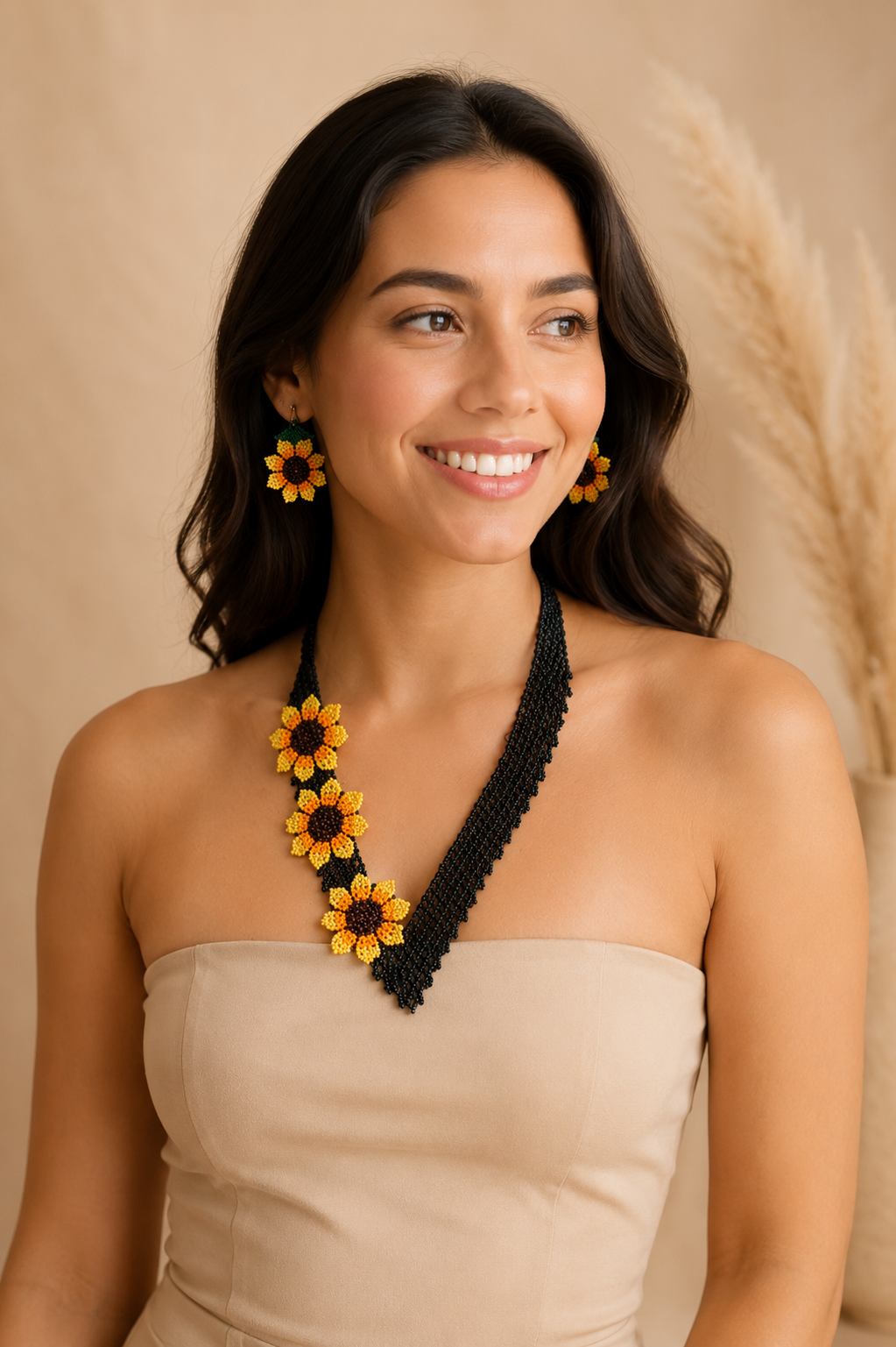 Midnight Sunflower Necklace & Earrings Set